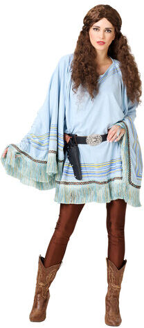 Western-Poncho, blau