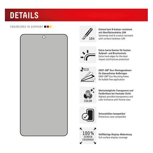 Displex Privacy Glass, Privacy Full Cover Panzerglas (1 Stk., Samsung Galaxy S25 Edge) (02106)
