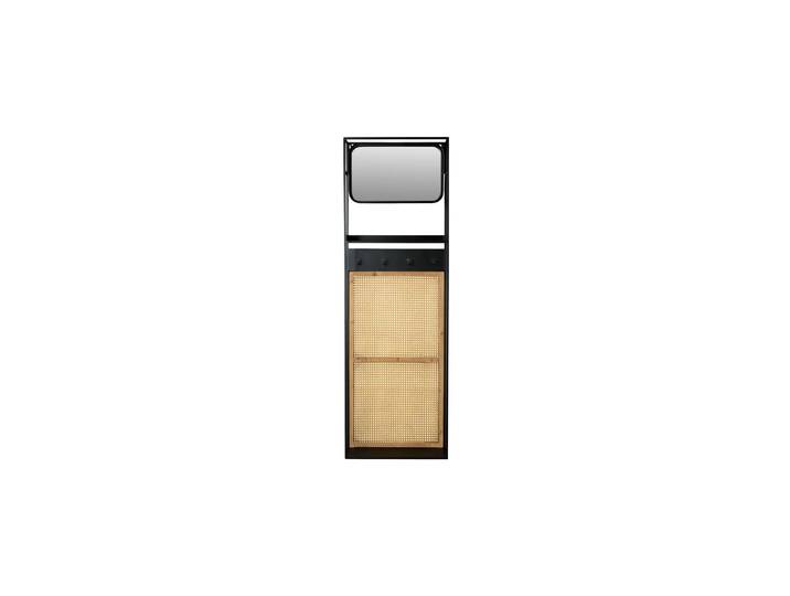 Miroir en métal noir et rotin beige, rectangulaire, à fixer, port