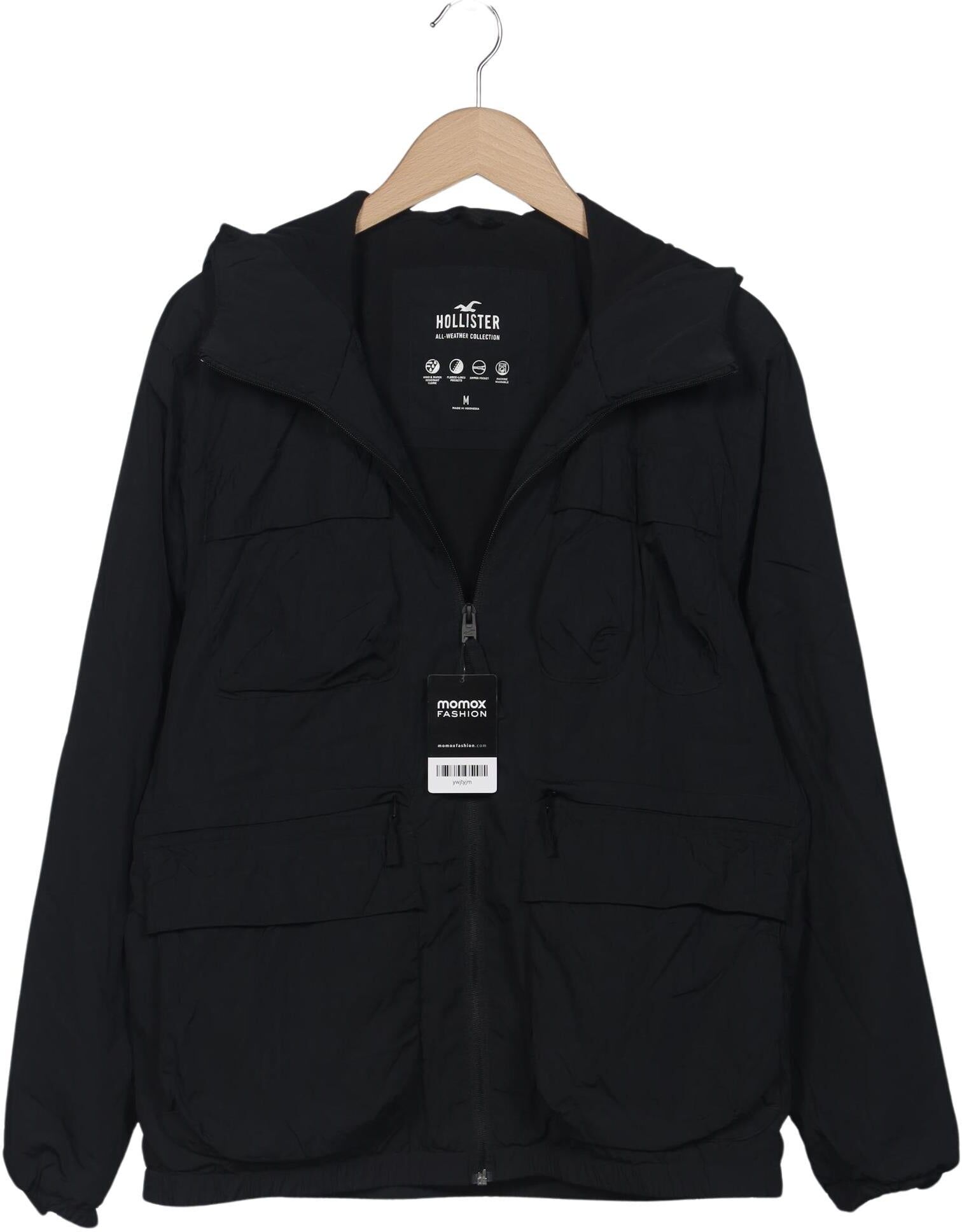 Hollister Herren Jacke, Schwarz, Gr. M, Synthetik - Second Hand