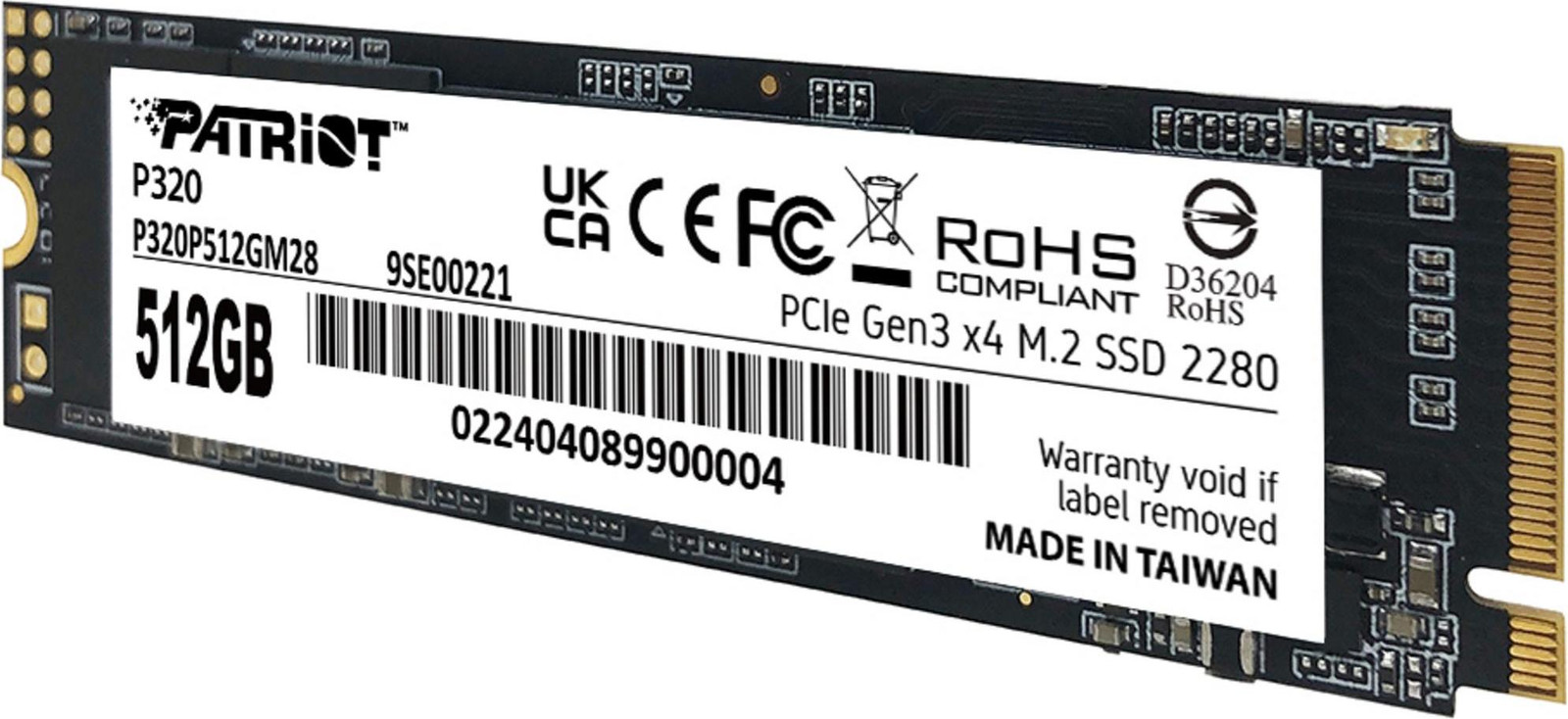 Patriot Memory P320 512 GB NVMe M.2 2280 SSD PCIe 3.0 x4