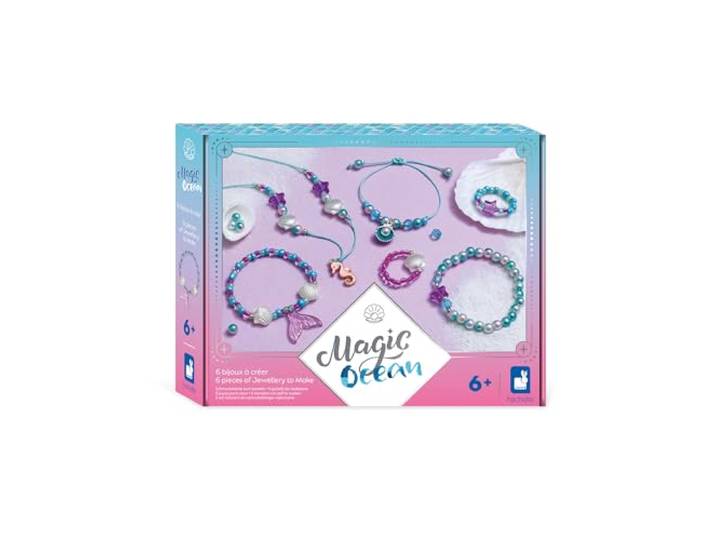 Janod - 6 juwelen om te maken - Zeemeermin thema - Sieraden Workshops - Creatieve Leisure Kit voor kinderen - Leren fijne motoriek en concentratie - Vanaf 6 jaar - J09126