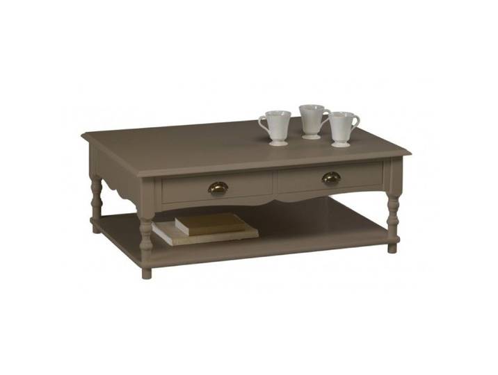 Table Basse - Marron - Rectangle - 2 Tiroirs Va-et-Vient