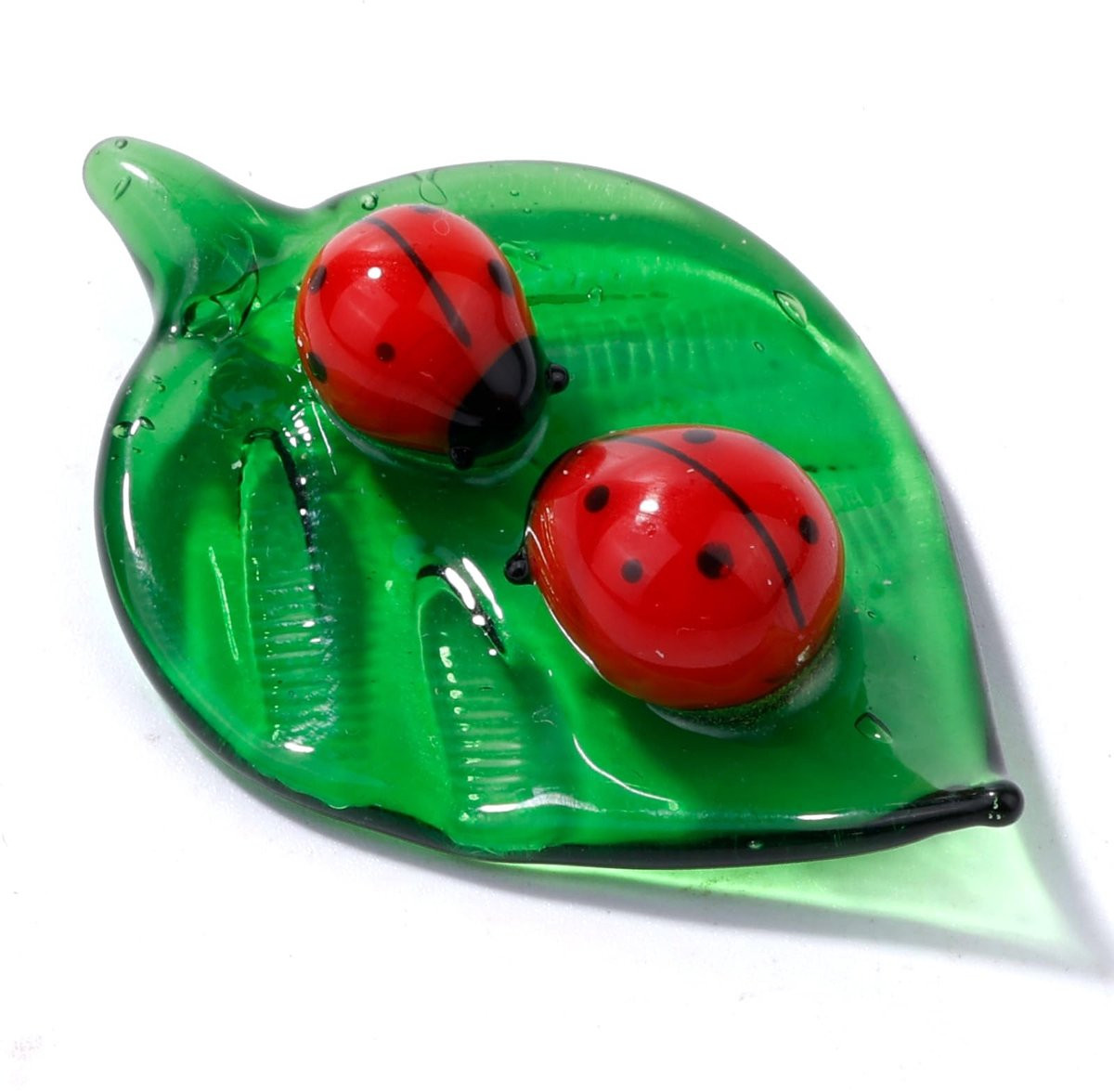 Dailygoods Handgeblazen Glazen Lieveheersbeestje Beeldje - Groen Kristal Decoratieobject
