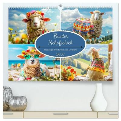 Bunter Schafschick. Flauschige Trendsetter zum verlieben (hochwertiger Premium Wandkalender 2027 DIN A2 quer), Kunstdruck in Hochglanz