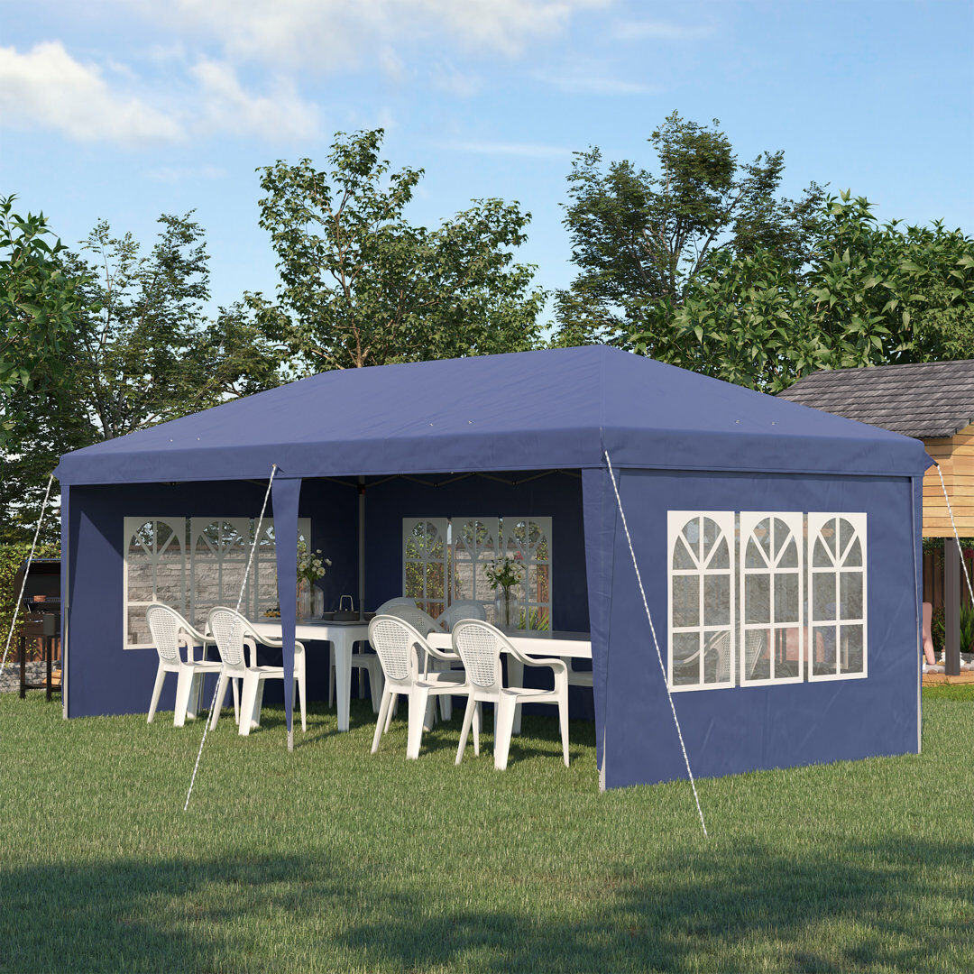 Outsunny 3 x 6 m Garden Pop Up Gazebo with Sidewalls Water Resistant Blue