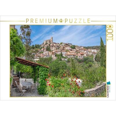 CALVENDO Puzzle Eus. Eines der schönsten Dörfer Frankreichs auf einer Granitsteinanhöhe | 1000 Teile Lege-Größe 64x48cm Foto-Puzzle für glückliche