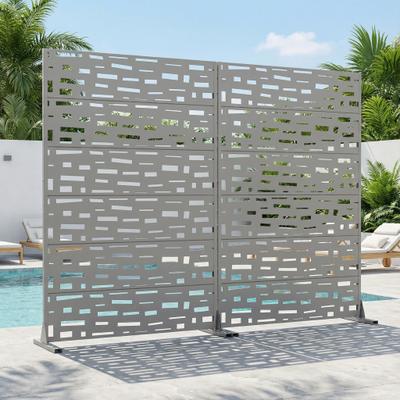 Dovelina Outdoor Metal Privacy Screen Fence Panel Set of 2