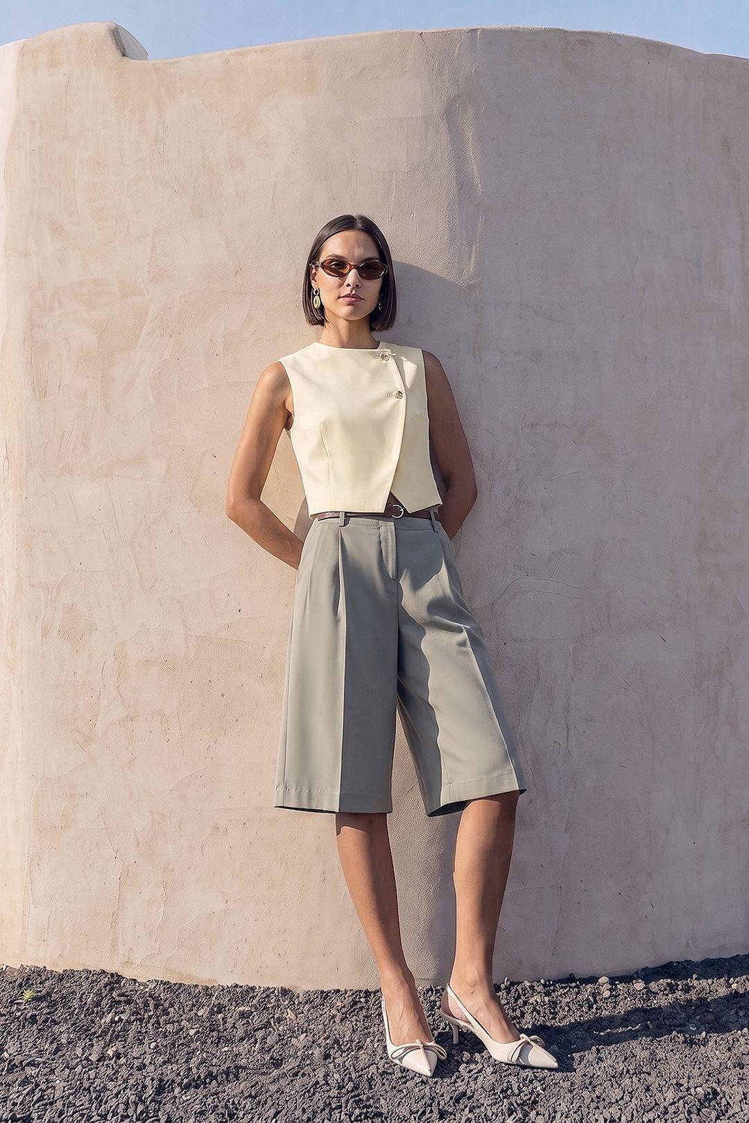 Damen Crepe Woven Weste