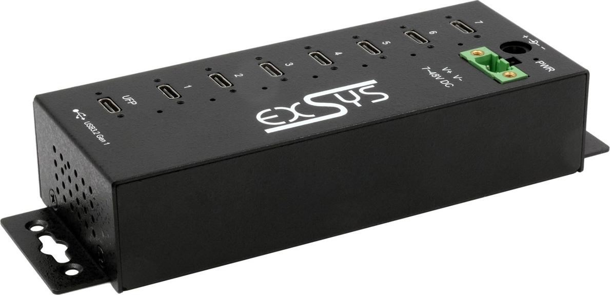 Exsys USB 3.2 Gen1 Hub 7-Port 7xC Anschluss ink.USB-Kabel Din-Rail - Kabel - Digital/Daten
