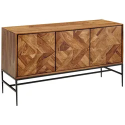 KADIMA DESIGN Sideboard 123x70x45 cm Sheesham Massivholz / Metall Anrichte mit Türen, Industrial Kommode Kommodenschrank Holz Modern, Standschrank