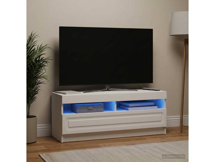 vidaXL LED-TV-Schrank Weiß Holzwerkstoff