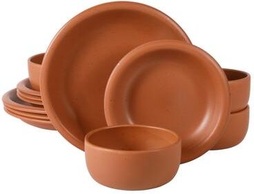 Bloomhouse Corsica Clay 12 Piece Stoneware Reactive Glaze Dinnerware Set