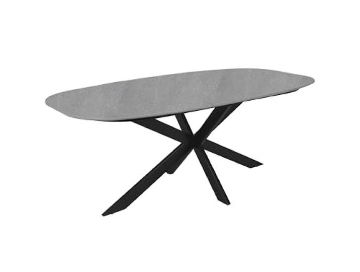 byLIVING Esstisch OVAL, Tischplatte Naturstein-Optik grau, Bootsform