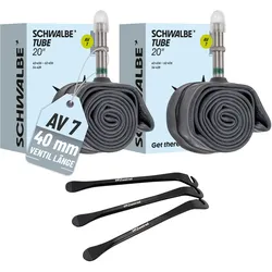 2x Schwalbe Schlauch AV7 40mm (20") 40/62-406 Modell 2026 mit Reifenheber