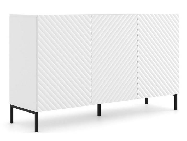 KONSIMO® Kommode ADENO Türkommode, Sideboard, Push-to-Open-Funktion, geriffelte matte Fronten, ABS-verstärkte Kanten, Metallfüße 15 cm