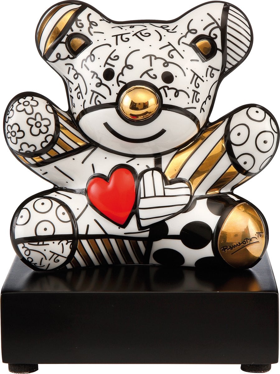 Goebel Romero Britto Decoratief beeld Golden Truly Yours van porselein met echt goud, Hoogte: 12 cm