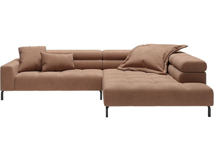 Ecksofa HOME AFFAIRE Claya, 311 cm breit, L-Form, inkl. Kopfteilverstellung , braun (rusty), B:311cm H:71cm T:219cm, 88% Polyester, 12% Polyacryl, Sofas, Ecksofa, mit elektrischem Sitzvorzug im Hauptelement