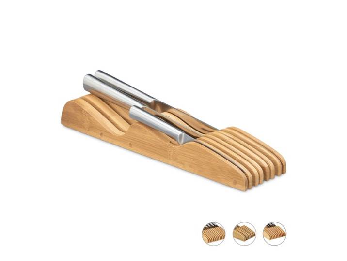 Relaxdays Messerblock Bambus für Schublade