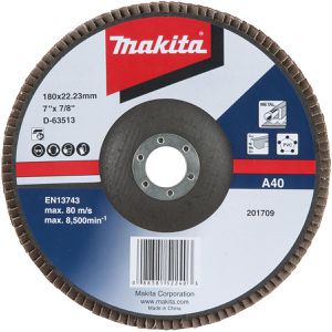 Makita Fächerschleifscheibe D-63513, Ø180mm, Körnung 40, gewinkelt, für Metall