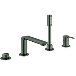 Grohe Lineare Fertigmontageset 19577AL1 hard graphite gebürstet, 4-Loch-Wannenarmatur, Auslauf 22cm