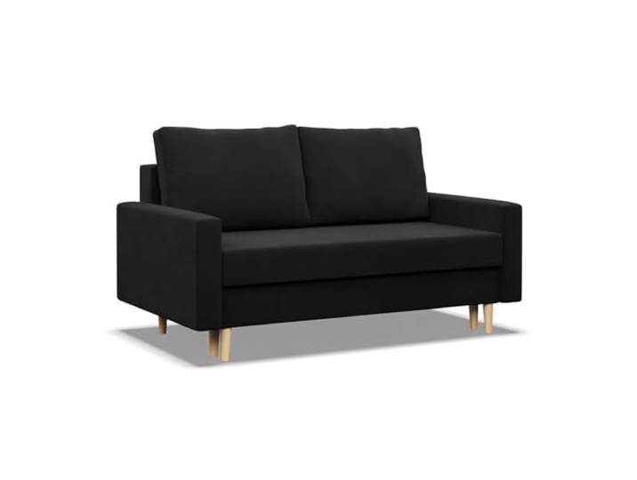 Mebligo - Sofa mit Schlaffunktion und Bettkasten Blank, 2 Sitzer Sofa 152 cm Breit, Schlafsofa, Ausziehbares Couch auf Holzfüßen, Schlafcouch - Schwarz