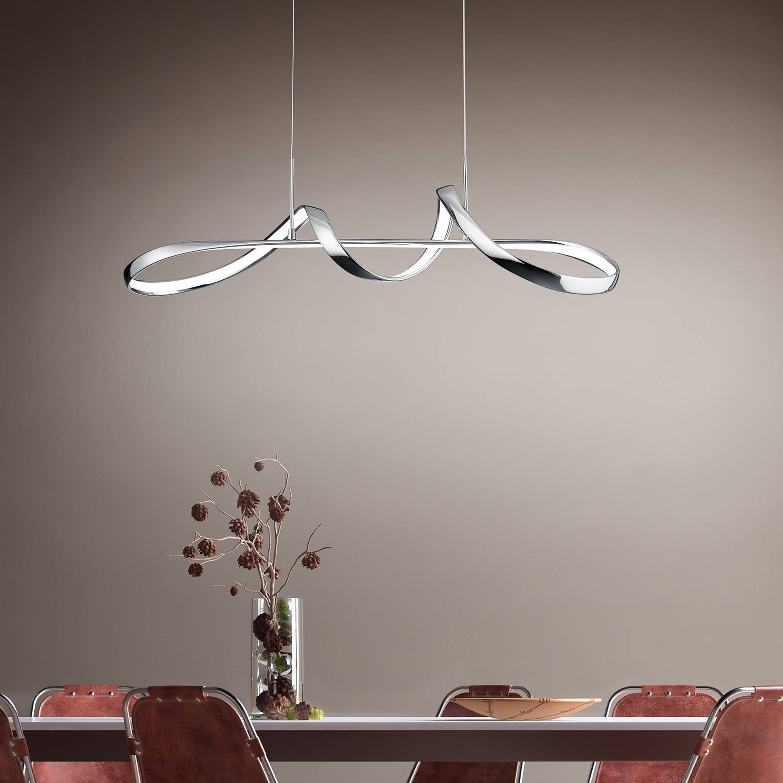 Reality Leuchten Pendant Light Perugia, dimmable, Chrome / silver, Living / Dining Room, metal, Modern, Ceiling Light