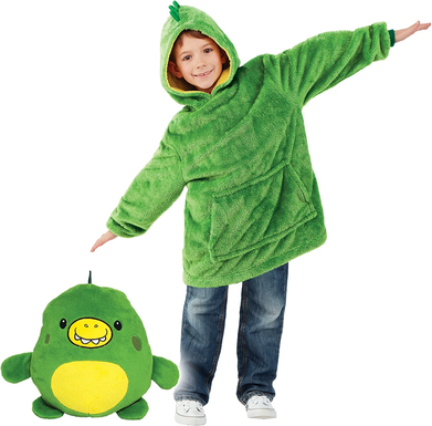 Playful Picks Ultra Soft Animal Plush Hoodie Convertible Stuffed Toy & Hoodie For Green