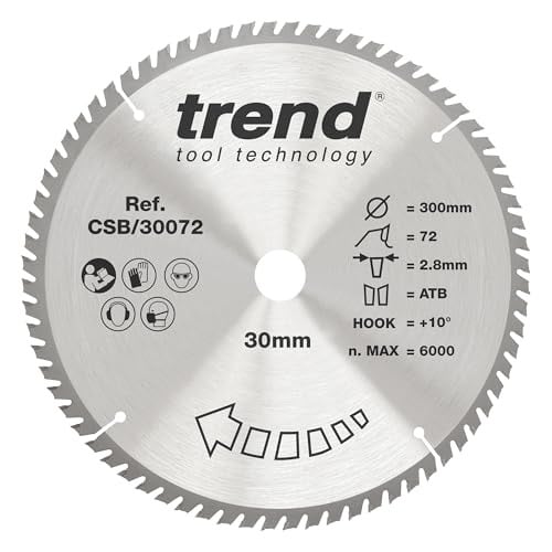Trend CraftPro TCT-cirkelzaagblad, 300 mm diameter, 72 tanden, 30 mm asgat, wolfraamcarbide getipt, CSB/30072