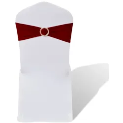 vidaXL 25x Stuhlschleifen Stretch Schleifenbänder + Diamant Schnalle Bordeaux