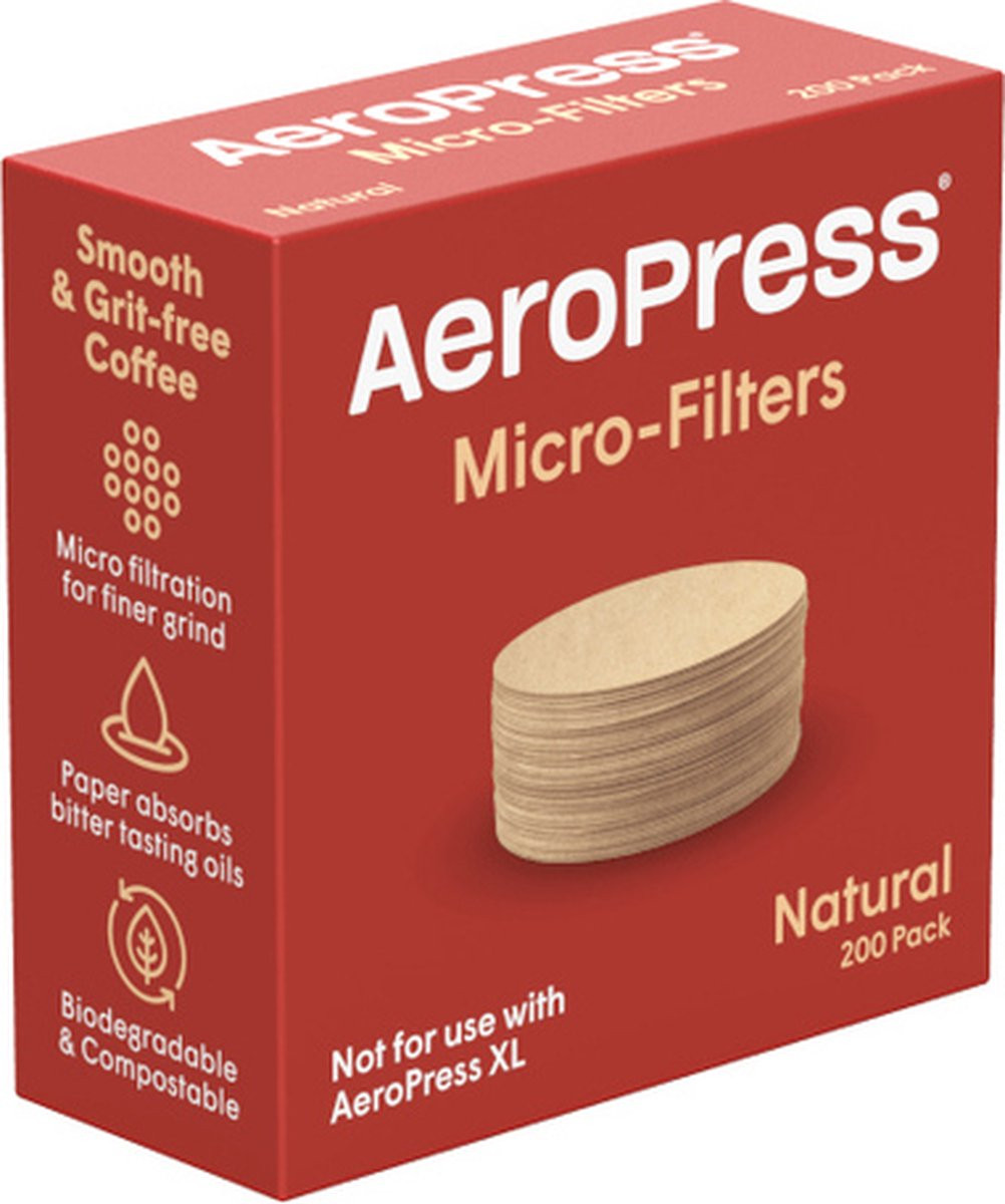 AeroPress Koffiezetter Natuurlijke Papieren Microfilters - Ronde ongebleekte vervangingsfilters, composteerbaar, geschikt voor AeroPress standaardmaat - 200 stuks