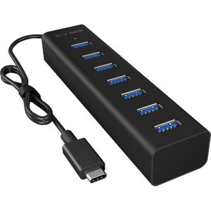 ICY-BOX USB-Hub IB-HUB1700-C3, schwarz, 7 USB 3.0 Ports, Anschluss-Stecker USB-C