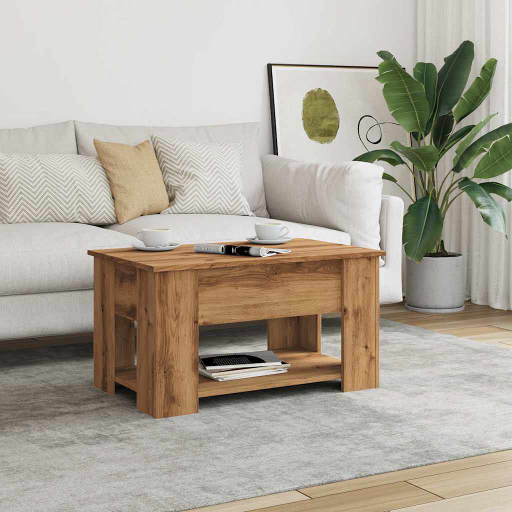 Latitude Run Husnija Lift Top Four Leg Coffee Table with Storage Artisan Oak 41cm H X 79cm W X 49cm D