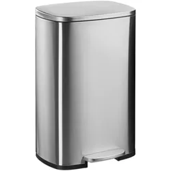 Relaxdays Mülleimer, 50 Liter, Küche, entnehmbarer Inneneimer, Fußpedal, Softclose, Edelstahl, Tretmülleimer, silber