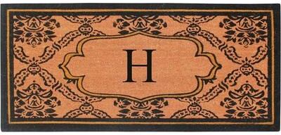 "A1 Home Collections Uriel Bleached Coir Anti-shred Monogrammed Doormat, 30"" X 60"""