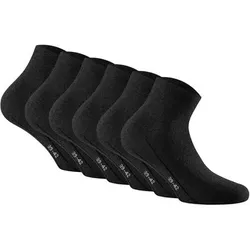 ROHNER Rohner Basic Unisex Quarter Socken, 6er Pack - Sneaker Plus, Baumwolle, Größe 43-46 in Schwarz Schwarz