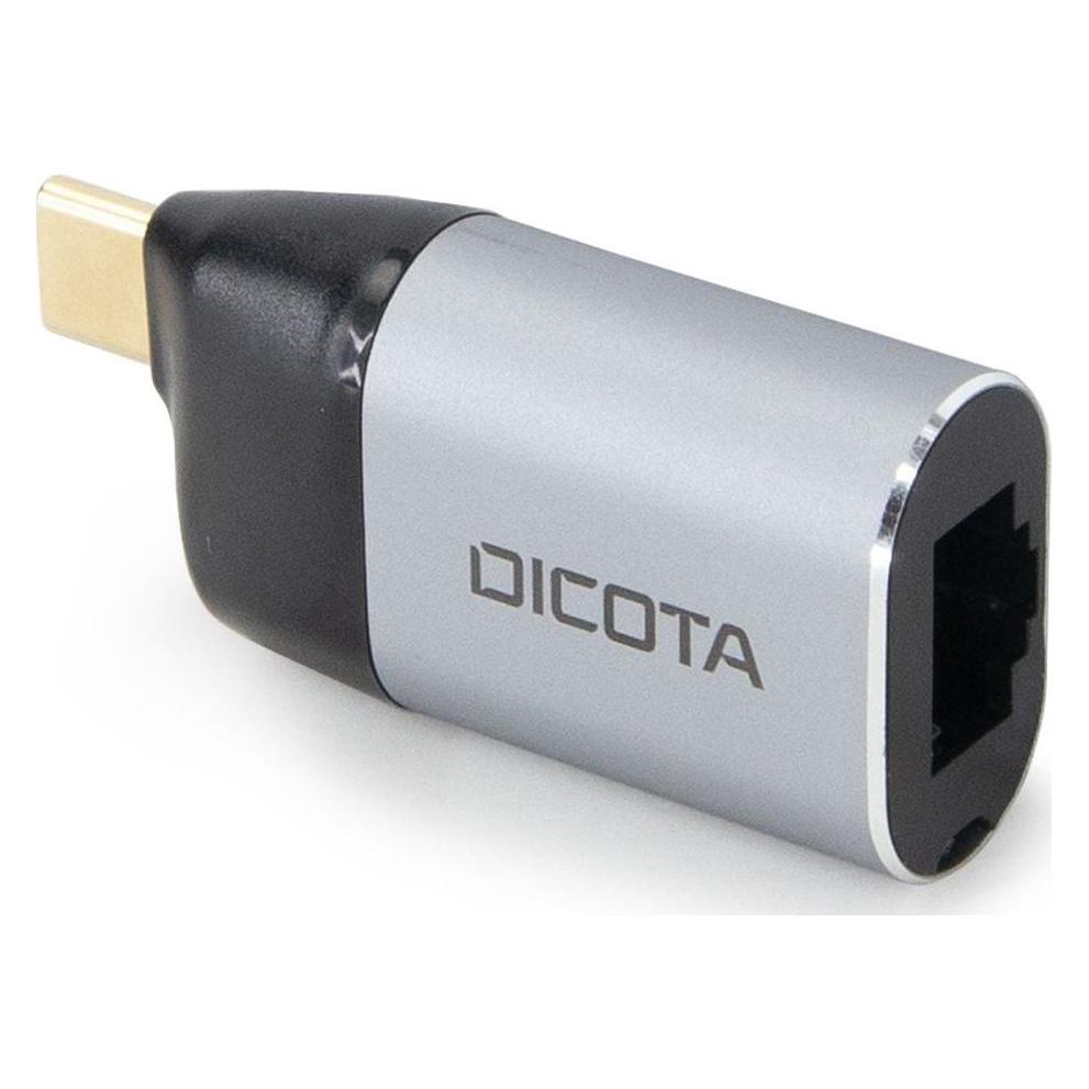 Dicota USB-C to Ethernet Mini Adapter with PD (100W) silver (USB-C, 1 Port) (D32048)