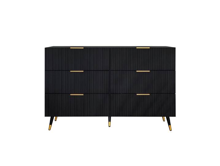 Merax Schubkastenkommode mit goldenen Griffe und Beine aus Metall, Sideboard mit sechs Schubladen,Kommode,Aufbewahrungsschrank