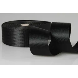 Sicherheitsgurt aus PES | 50 mm Breite | 50 m Rollenware | Hochfest und Reißfest | Schwarz
