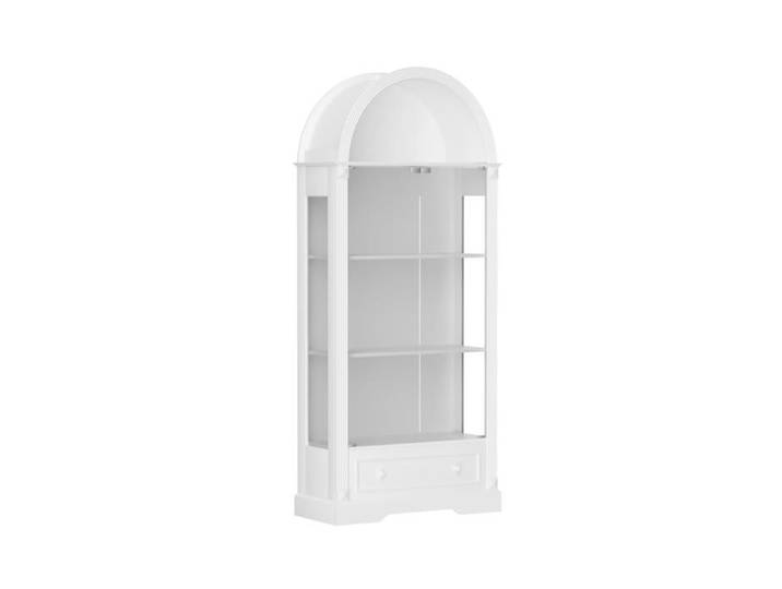 Modenuit Vitrine arche 180 cm portes en verre trempé LED intégrée 1 tiroir blanc