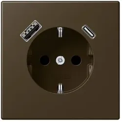 JungSCHUKO-Steckdose mit USB-Ladegerät Typ C+A (Messing Antik)