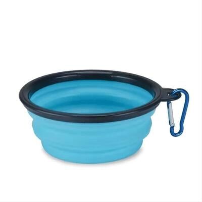 Uplifted Goods Collapsible TPR Pet Food And Water Bowl Portable Travel Dog And Cat Use sky Blue 350ml