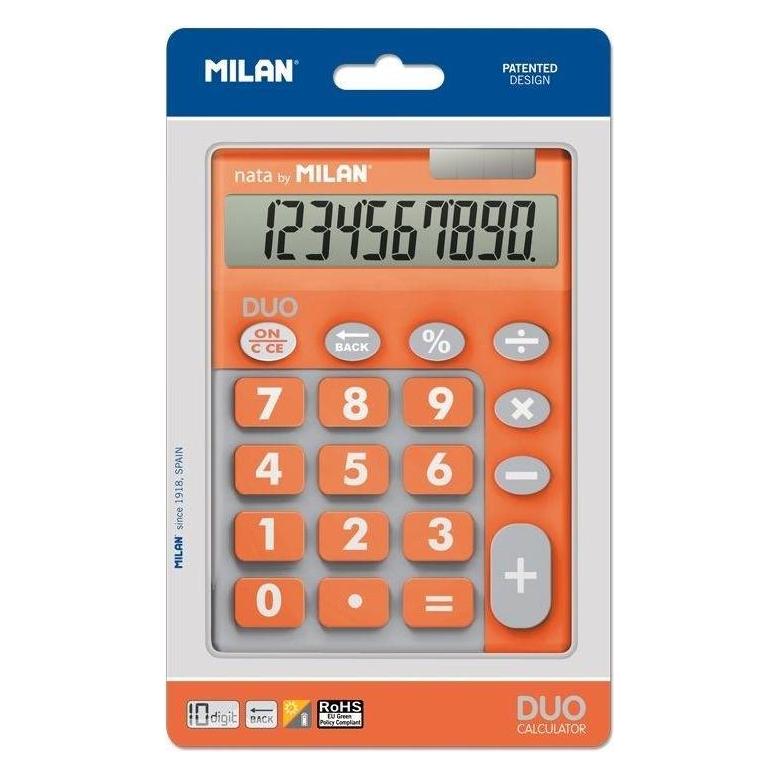 Milan Taschenrechner Touch Duo 10-stelliger orangefarbener Taschenrechner (Batteriebetrieb) (WIKR-957375)