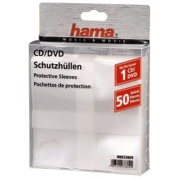 Hama CD/DVD Protective Sleeves, Pack of 50 00033809