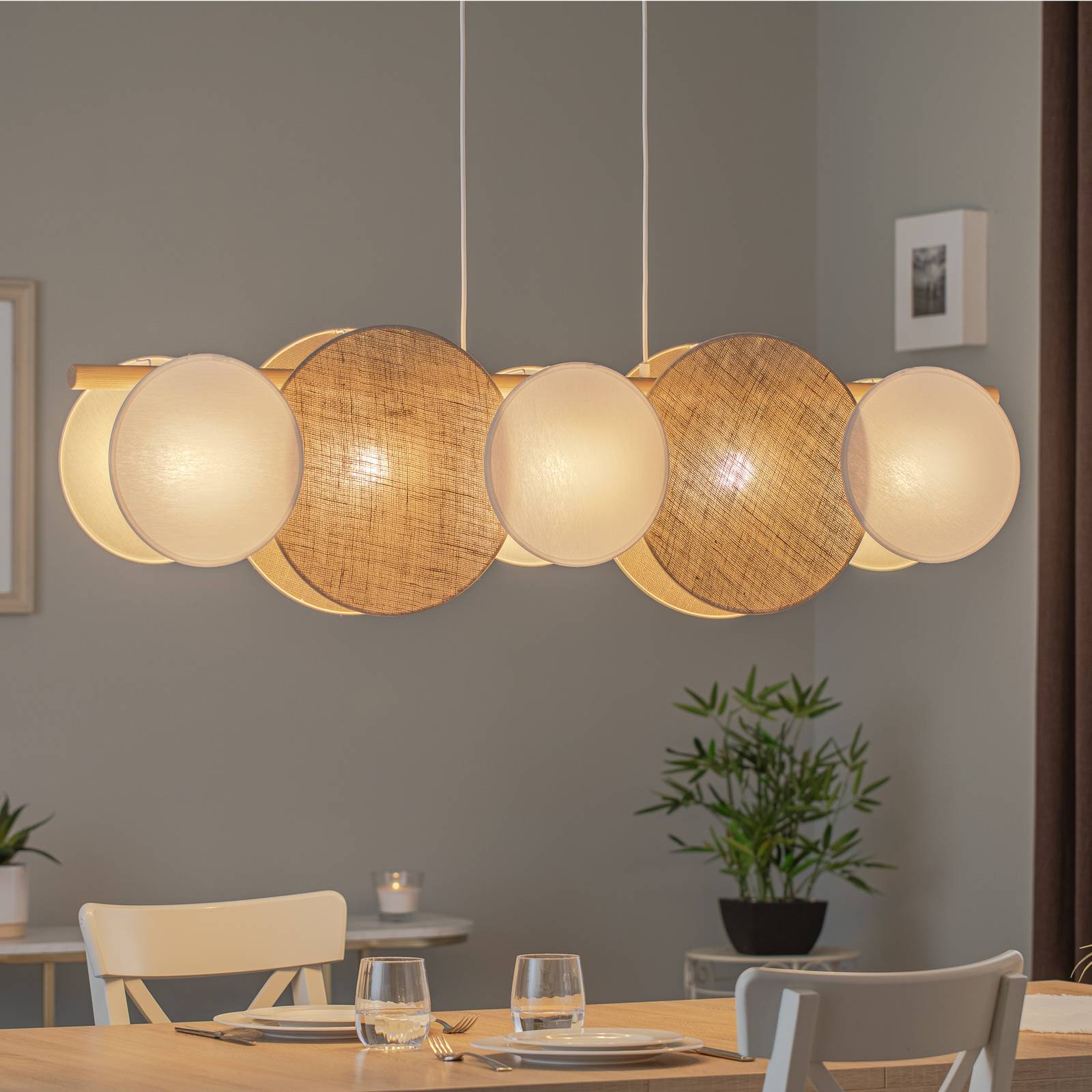 Hängelampe Pulse TK Lighting, dimmbar, braun / rost, für Wohn- / Esszimmer, Textil / Stoff / Seide, Pendelleuchte