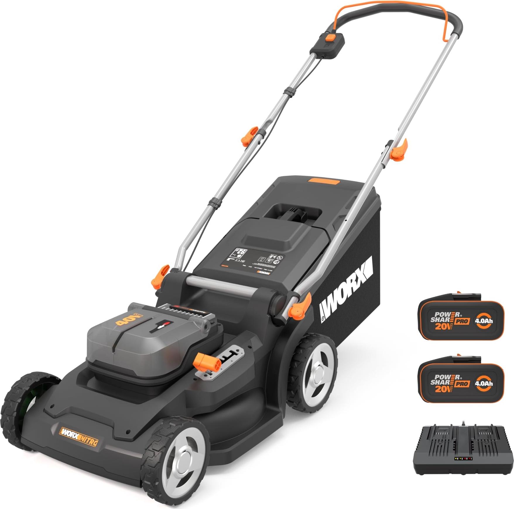 WORX WG745E, Schieberasenmäher, 650 m², 41 cm, 8 cm, 3100 RPM, 50 l