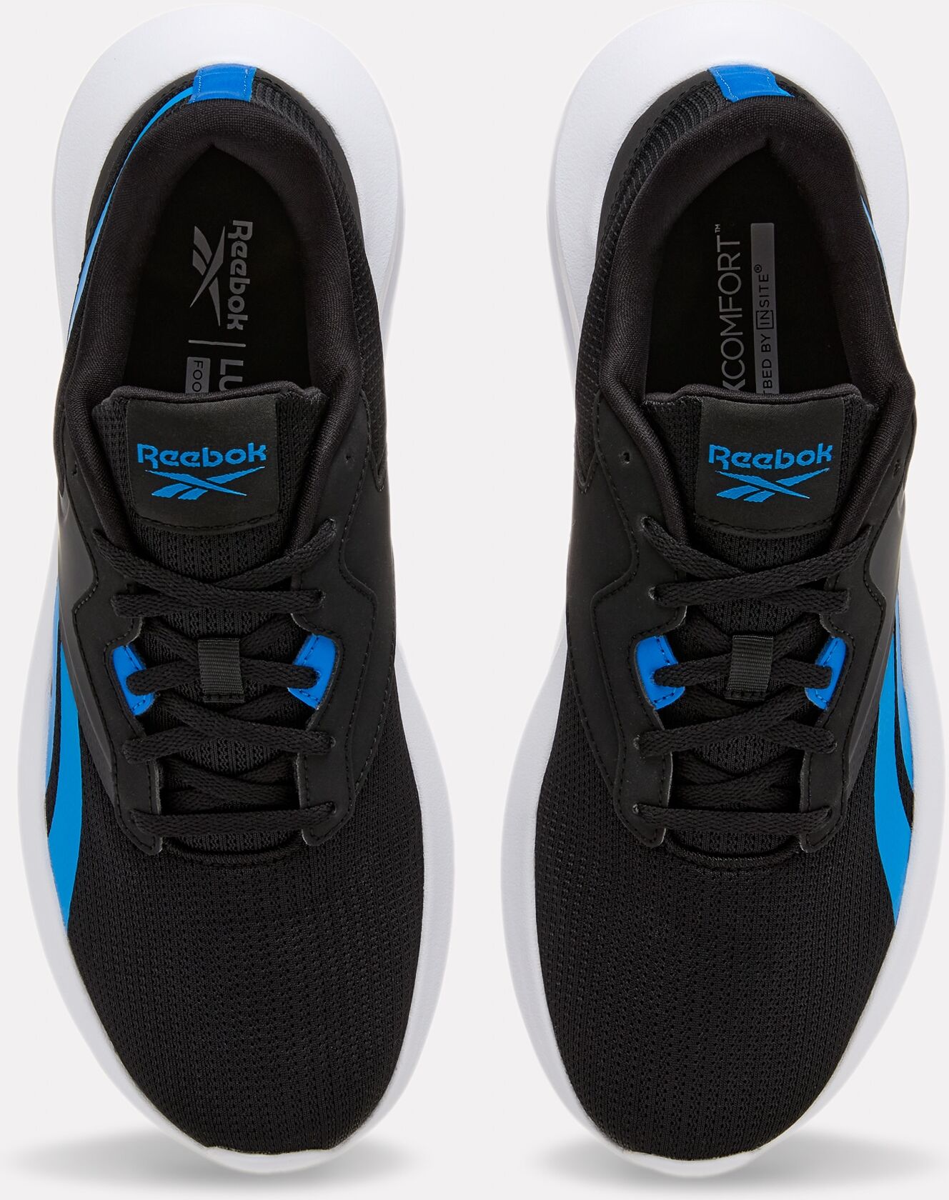 Laufschuh REEBOK "ENERGEN LUX", Herren, Gr. 40, blau (schwarz, blau, weiß), Synthetik, Textil, Schuhe Laufschuh schwarz, blau, weiß 40