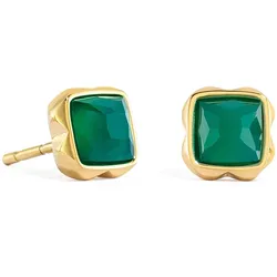 Coeur de Lion 1301/21-500 Damen-Ohrringe Ohrstecker Geburtsstein Mai Achat Grün-Gold