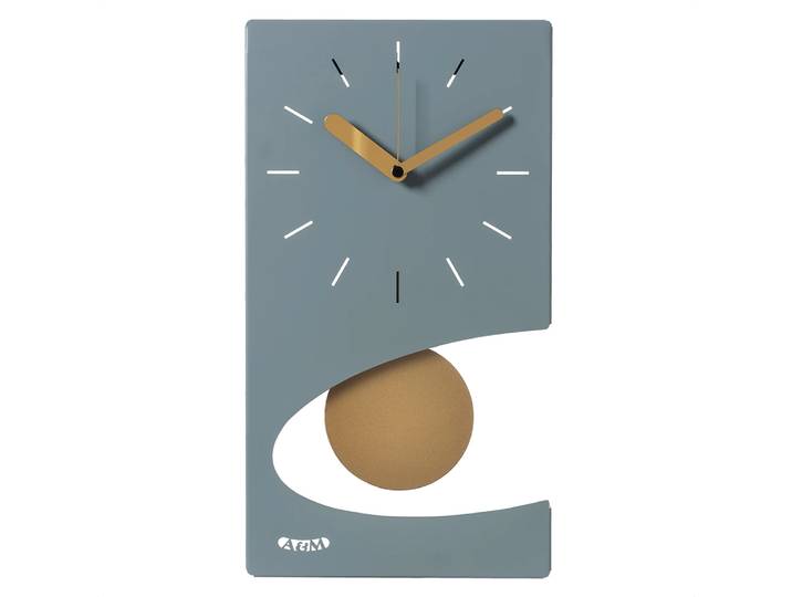 ARTI E MESTIERI horloge murale à pendule ECLIPSE (Vert mer - Métal verni)