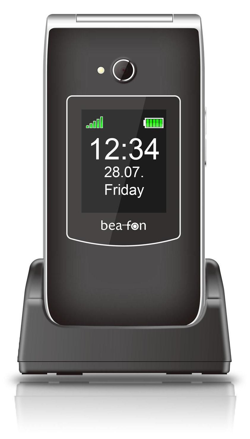 Beafon SL645 Silver Line klaptelefoon met grote knoppen zwart-zilver
